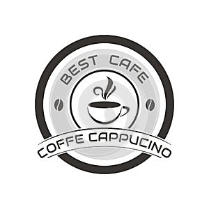 Illustration vector graphic of coffee in a cup inside a circle with a black and gray color combination