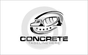 Illustration vector graphic of concrete mixer truck logo design template
