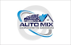 Illustration vector graphic of concrete mixer truck logo design template