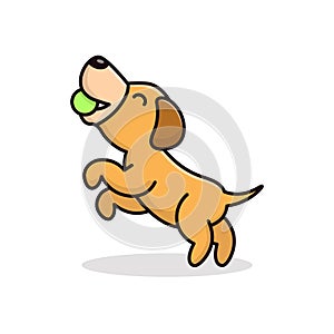 Illustration vector graphic of a cute funny dog playing ball