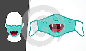 Illustration Vector Graphic Of Cute Vampire Mouth In Mask Design