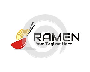 Illustration vector graphic of delicious ramen taken from a sloping bowl