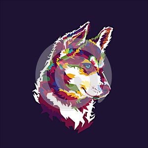 Illustration vector graphic of dog siberian husky in wpap pop color