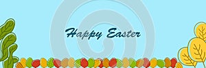 Illustration vector graphic of Easter egg composition on blue background