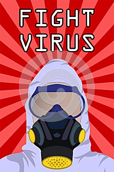 Illustration vector graphic of fight covid-19 corona virus concept. Illustration of a medical staff wearing hazmat suits fighting