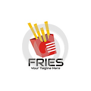 Illustration vector graphic of french fries logo with red box,