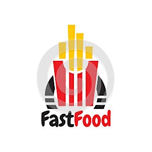 illustration vector graphic of French fries logo on red color packaging,