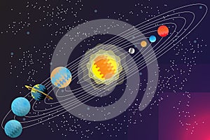 Illustration vector graphic of Galaxy And Planet in Orbit