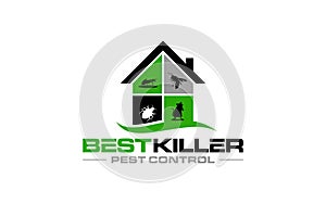 Illustration vector graphic of home pest control and protection company logo design template