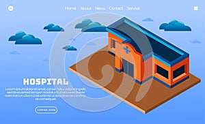 Illustration vector graphic of hospital building. isometric style. Perfect for web landing page, banner, poster, etc