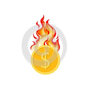 Illustration vector Graphic of inflation with burning coins
