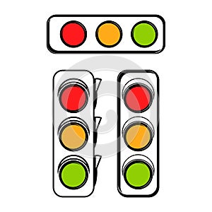 Illustration Vector Graphic Infographic traffic light in line art signal of stop red, warning yellow, and go green sign