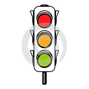 Illustration Vector Graphic Infographic traffic light in line art signal of stop, warning, and go sign