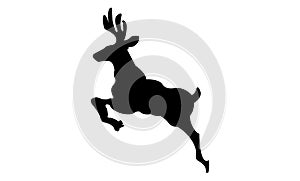 Illustration vector graphic of jumping deer silhouettes on isolated white background.
