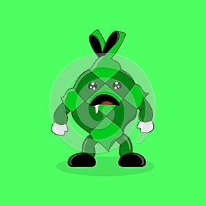 Illustration vector graphic of ketupat eid Fitri mascot can use logo, icon, symbol, emblem, etc