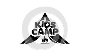 Illustration vector graphic of kids summer camp with black color logo design template