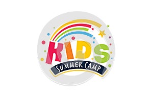 Illustration vector graphic of kids summer camp colour full logo design template