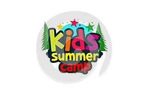 Illustration vector graphic of kids summer camp colour full logo design template