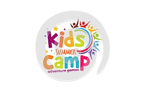 Illustration vector graphic of kids summer camp colour full logo design template