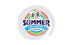 Illustration vector graphic of kids summer camp colour full logo design template