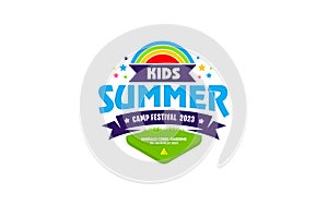 Illustration vector graphic of kids summer camp colour full logo design template