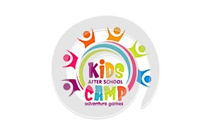 Illustration vector graphic of kids summer camp colour full logo design template