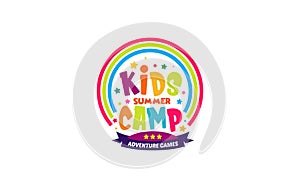 Illustration vector graphic of kids summer camp colour full logo design template