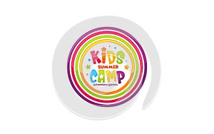 Illustration vector graphic of kids summer camp colour full logo design template