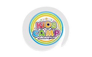 Illustration vector graphic of kids summer camp colour full logo design template