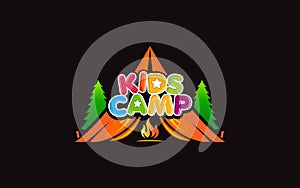 Illustration vector graphic of kids summer camp colour full logo design template