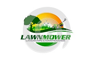 Illustration vector graphic of lawn care, landscape, grass concept logo design template