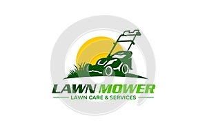 Illustration vector graphic of lawn care, landscape services, grass care concept logo design template