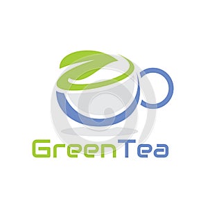 illustration vector graphic of a leaf of green tea in a cup,