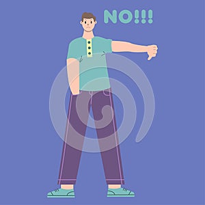 Illustration vector graphic of man cartoon character with condescending pose in flat design. Business concept. Blue background.