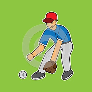 Illustration vector graphic of man catcher the ball, baseball player.