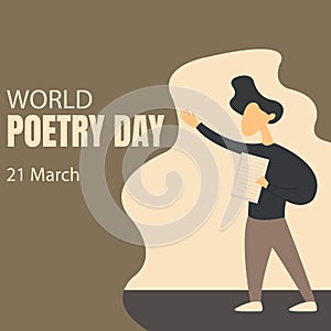 illustration vector graphic of a man is demonstrating reading a poem