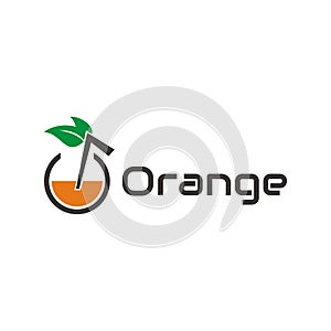 Illustration vector graphic of orange drink on the cup with green leaf nature and plastic straw