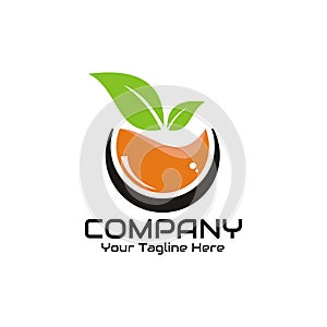 Illustration vector graphic of orange fruit with leaf