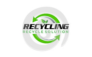 Illustration vector graphic of recycle solution, eco green recycling logo design template