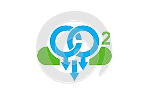 Illustration vector graphic of reduce carbon emissions environmental pollution logo design template