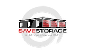 Illustration vector graphic of self storage solution company logo design template