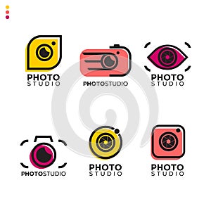 Illustration vector graphic set of photo studio logo design.