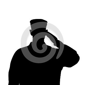 Illustration vector graphic, silhouette of half body a soldier was salute photo