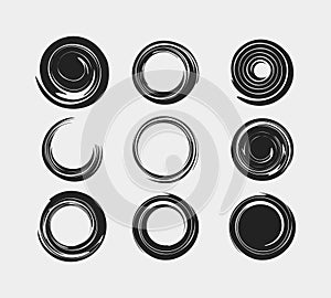 Swirl twisted rounded circle spiral black twirl hypnotic sircular shape vector clip art element