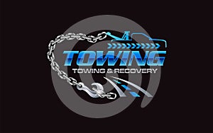 Illustration vector graphic of towing truck service logo design suitable for the automotive company