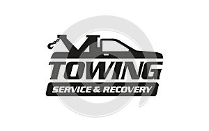 Illustration vector graphic of towing truck service logo design suitable for the automotive company