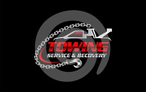 Illustration vector graphic of towing truck service logo design suitable for the automotive company