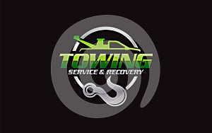 Illustration vector graphic of towing truck service logo design suitable for the automotive company