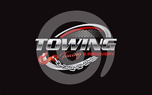 Illustration vector graphic of towing truck service logo design suitable for the automotive company