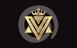 Illustration vector graphic of V letter with corwn icon logo template design